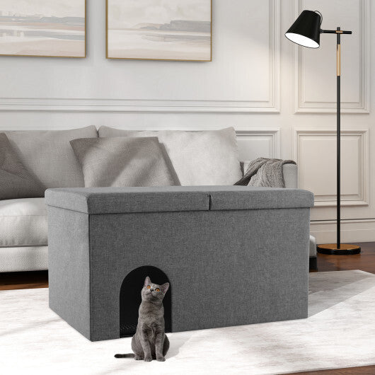 3-in-1 Cat Litter Box Enclosure with Removable & Movable Divider for Pets-Beige LuxuryLifeWay Online Store