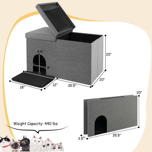3-in-1 Cat Litter Box Enclosure with Removable & Movable Divider for Pets-Beige LuxuryLifeWay Online Store