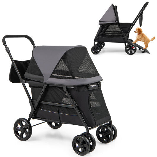 Dog Stroller for Medium Small Senior Elderly Dogs with Dual Entry-Black LuxuryLifeWay Online Store