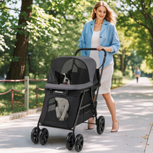 Dog Stroller for Medium Small Senior Elderly Dogs with Dual Entry-Black LuxuryLifeWay Online Store