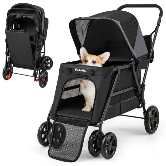 Dog Stroller for Medium Small Senior Elderly Dogs with Dual Entry-Black LuxuryLifeWay Online Store