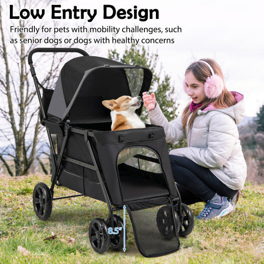 Dog Stroller for Medium Small Senior Elderly Dogs with Dual Entry-Black LuxuryLifeWay Online Store
