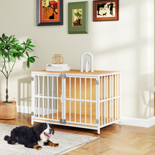 40 Inch Dog Crate Furniture Dog Kennel with Dual Lockable Double Doors-Rustic Brown LuxuryLifeWay Online Store