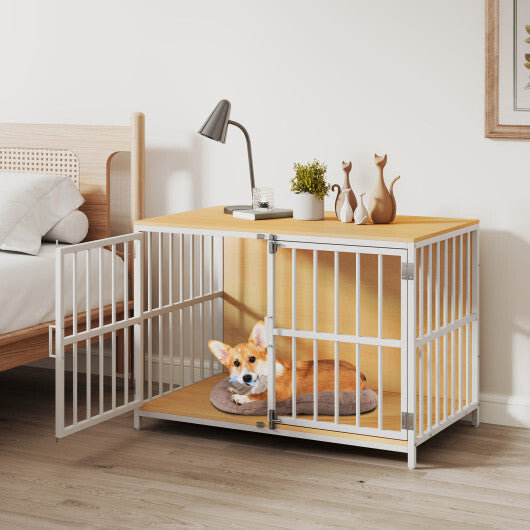 40 Inch Dog Crate Furniture Dog Kennel with Dual Lockable Double Doors-Rustic Brown LuxuryLifeWay Online Store