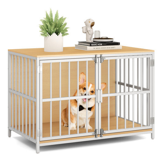 40 Inch Dog Crate Furniture Dog Kennel with Dual Lockable Double Doors-Rustic Brown LuxuryLifeWay Online Store