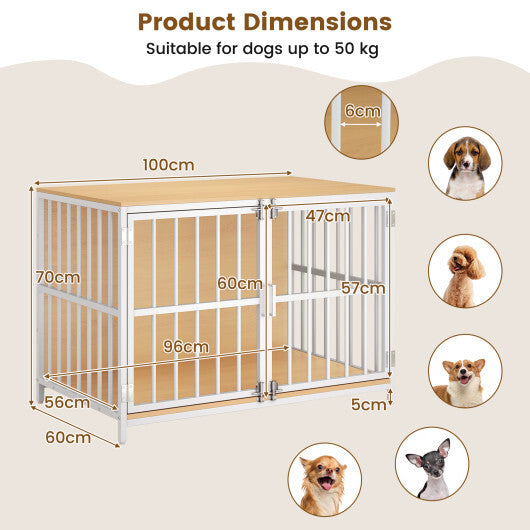 40 Inch Dog Crate Furniture Dog Kennel with Dual Lockable Double Doors-Rustic Brown LuxuryLifeWay Online Store