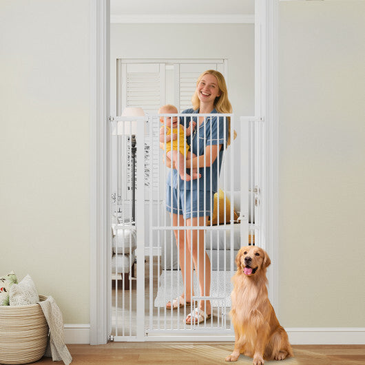 59" Extra Tall Pet Gate Heavy-Duty Metal Cat Gate with Wide Opening-White LuxuryLifeWay Online Store