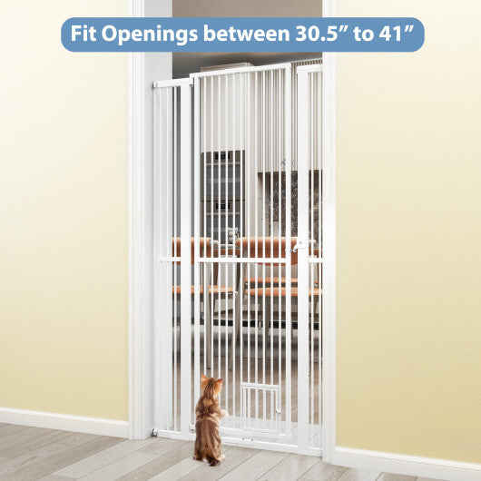 67.5" Extra Tall Pet Gate Heavy-Duty Metal Cat Gate with 30.5"-41" Wide Opening-White LuxuryLifeWay Online Store
