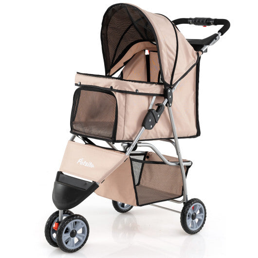 3 Wheel Pet Stroller for Small Dogs Cats up to 33 LBS-Black LuxuryLifeWay Online Store