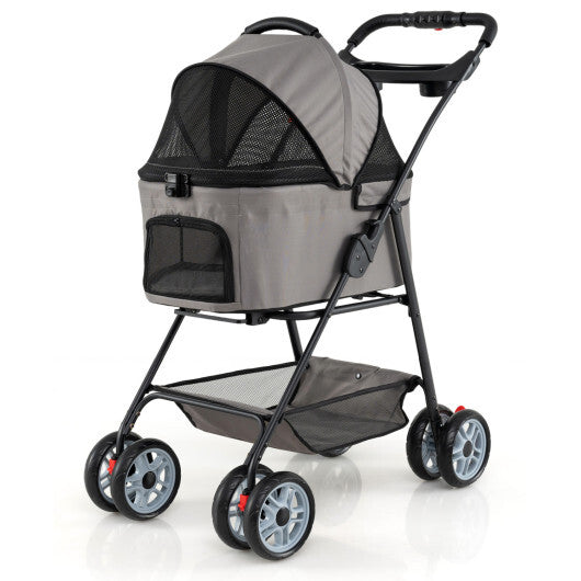 3 in 1 Pet Stroller with Removable Carrier up to 33 lbs-Gray LuxuryLifeWay Online Store