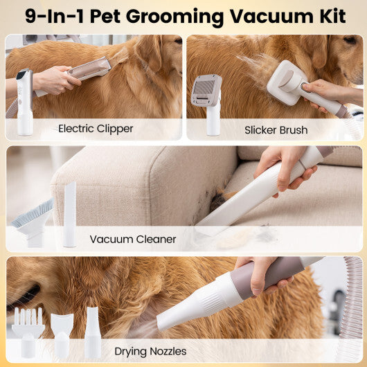 9-in-1 Dog Grooming Vacuum Kit for Shedding with 3 Suction Modes and Clippers for Dogs and Cats Home Cleaning LuxuryLifeWay Online Store