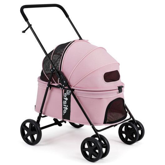 Pet Stroller for Small Medium Dogs Foldable with One-Step Rear Brake and Canopy-Black LuxuryLifeWay Online Store