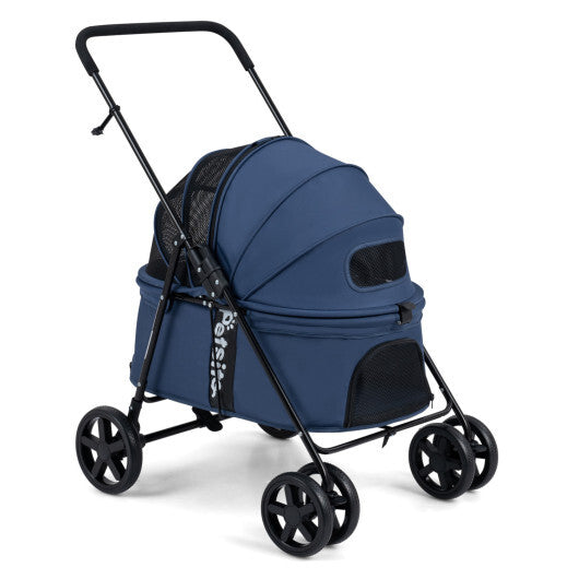 Pet Stroller for Small Medium Dogs Foldable with One-Step Rear Brake and Canopy-Black LuxuryLifeWay Online Store