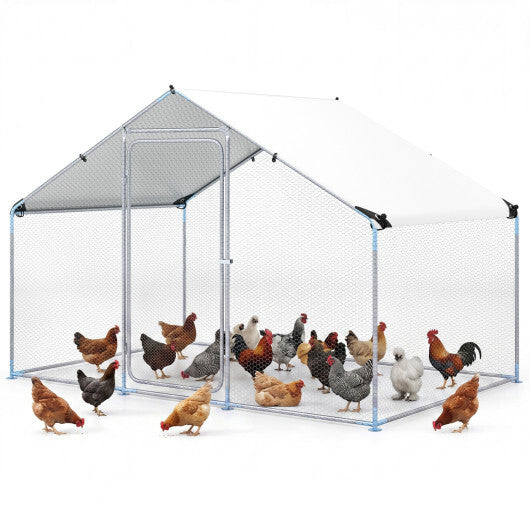 9.8 x 6.7  Feet Large Metal Chicken Coop with Waterproof Cover LuxuryLifeWay Online Store