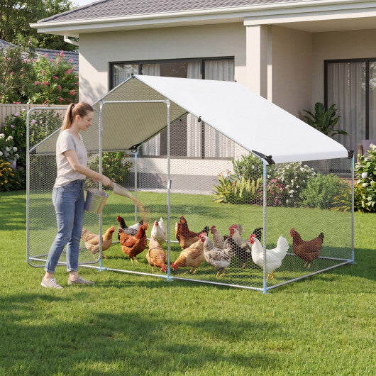 9.8 x 6.7  Feet Large Metal Chicken Coop with Waterproof Cover LuxuryLifeWay Online Store