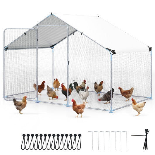 9.8 x 6.7  Feet Large Metal Chicken Coop with Waterproof Cover LuxuryLifeWay Online Store