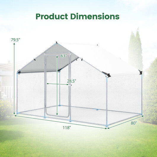 9.8 x 6.7  Feet Large Metal Chicken Coop with Waterproof Cover LuxuryLifeWay Online Store
