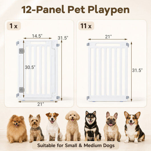 31.5" Height Indoor Outdoor Dog Playpen with 12 Panels-White LuxuryLifeWay Online Store