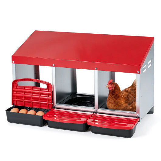 3-Compartment Roll Away Metal Chicken Nesting Box for Hens-Green LuxuryLifeWay Online Store