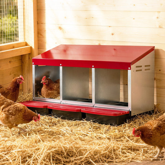3-Compartment Roll Away Metal Chicken Nesting Box for Hens-Green LuxuryLifeWay Online Store