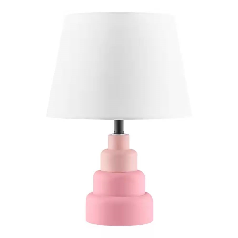 Small Pink Desk Light Table Lamp with White Fabric Shade for Bedside Nightstand LuxuryLifeWay Online Store