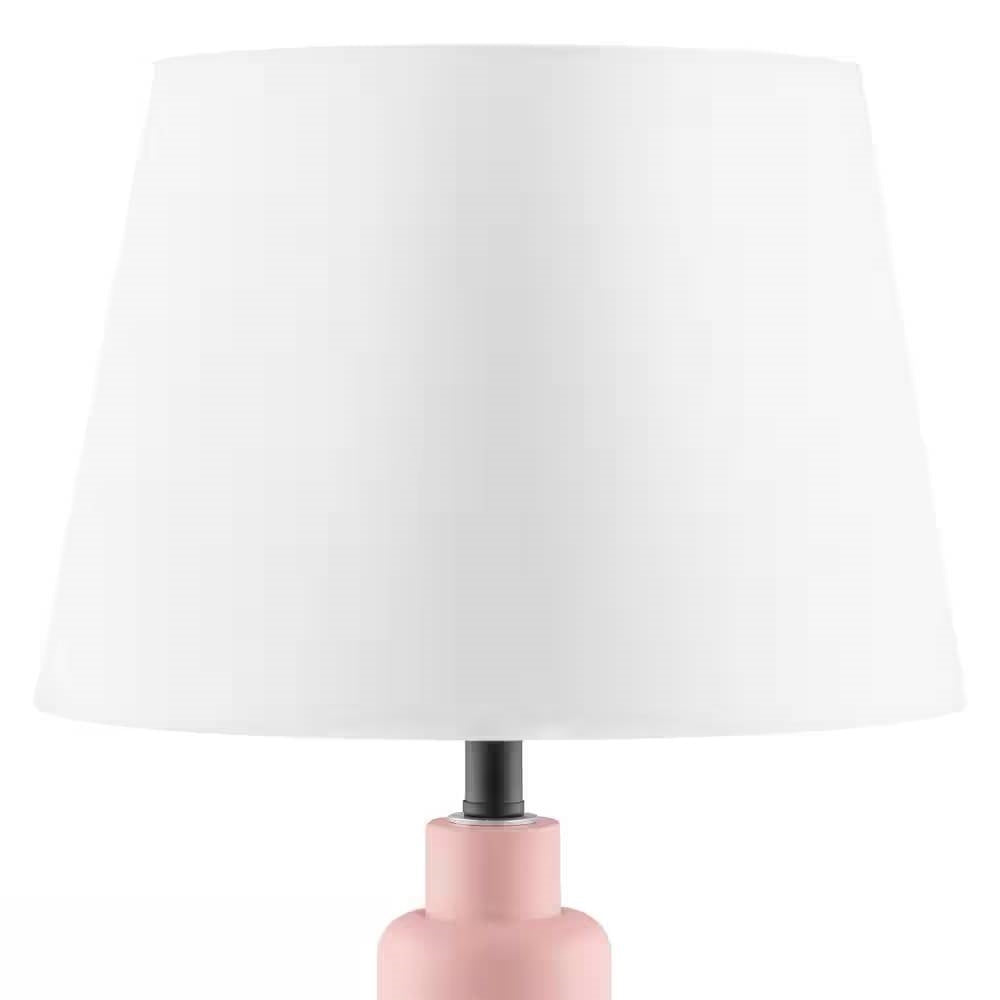 Small Pink Desk Light Table Lamp with White Fabric Shade for Bedside Nightstand LuxuryLifeWay Online Store