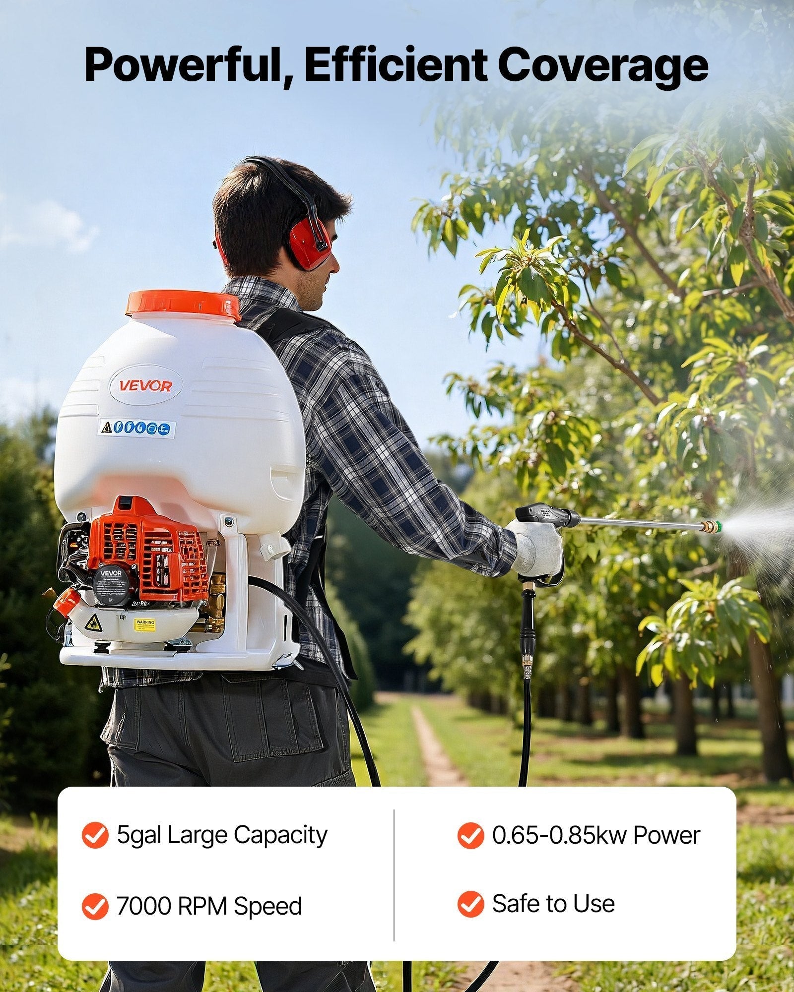 Gas Powered Backpack Sprayer, 26.5CC 0.9HP Engine, Garden Sprayer with 5 Gallon Tank, Large Area Coverage, Lawn Spraying Machine with 24 in Wand & Nozzles for Efficient Gardening & Farming LuxuryLifeWay Online Store