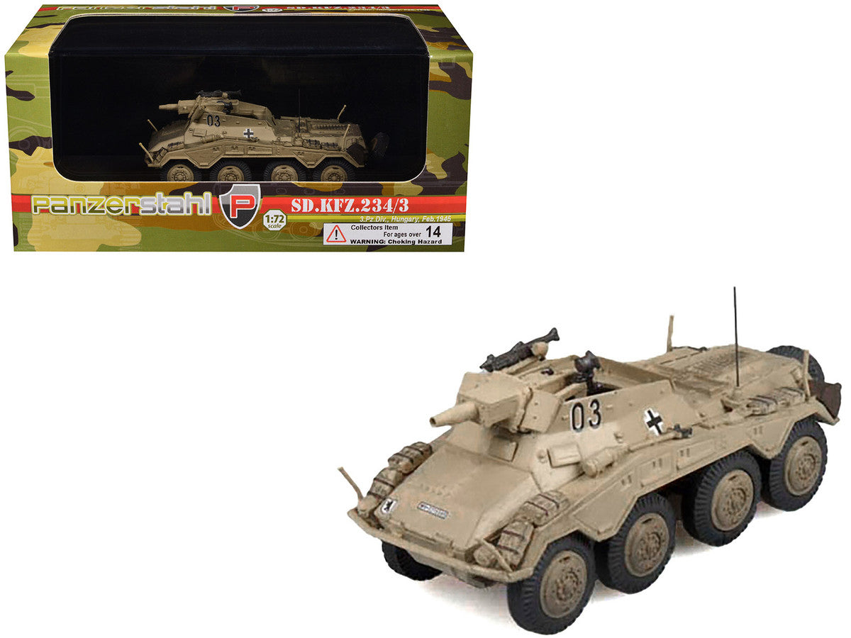 Sd.Kfz. 234/3 Armored Vehicle "#0 3rd Panzer Division Hungary" (1945) German Army 1/72 Diecast Model by Panzerstahl LuxuryLifeWay Online Store
