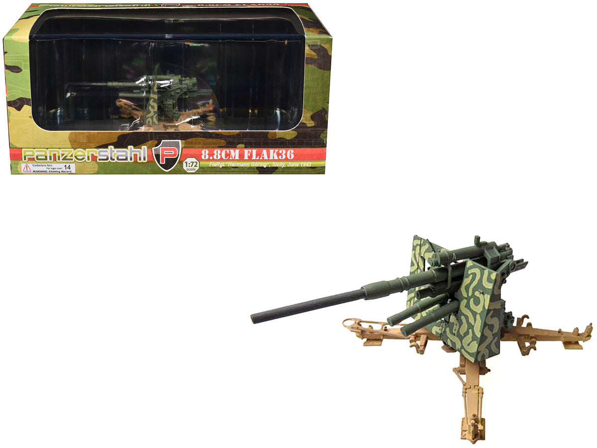8.8cm Flak36 Gun "FlaRgt. Hermann Goring Sicily" (1943) German Army 1/72 Diecast Model by Panzerstahl LuxuryLifeWay Online Store
