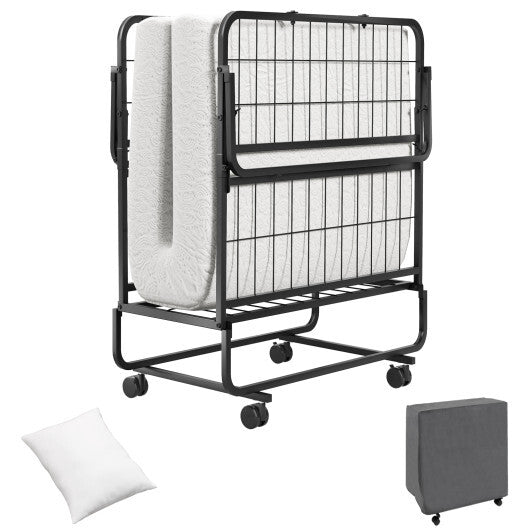 Space-Saving Narrow Twin Rollaway Bed with Pillow and Side Organizer Pocket LuxuryLifeWay Online Store
