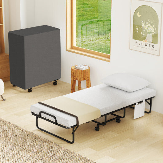 Space-Saving Narrow Twin Rollaway Bed with Pillow and Side Organizer Pocket LuxuryLifeWay Online Store