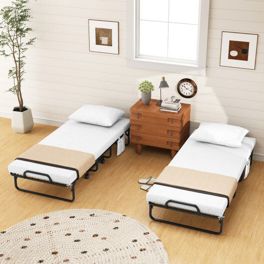 Space-Saving Narrow Twin Rollaway Bed with Pillow and Side Organizer Pocket LuxuryLifeWay Online Store