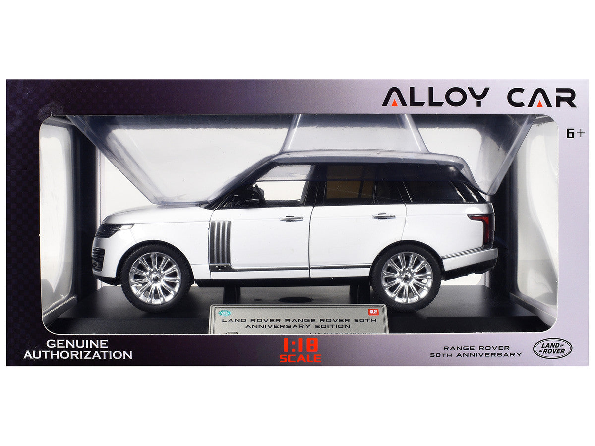 Land Rover Range Rover 50th Anniversary White Metallic with Sunroof 1/18 Diecast Model Car by Heimanba LuxuryLifeWay Online Store