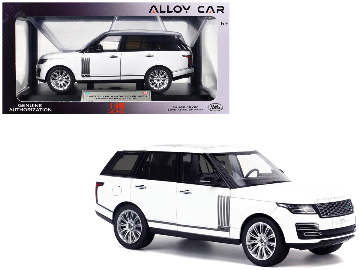 Land Rover Range Rover 50th Anniversary White Metallic with Sunroof 1/18 Diecast Model Car by Heimanba LuxuryLifeWay Online Store