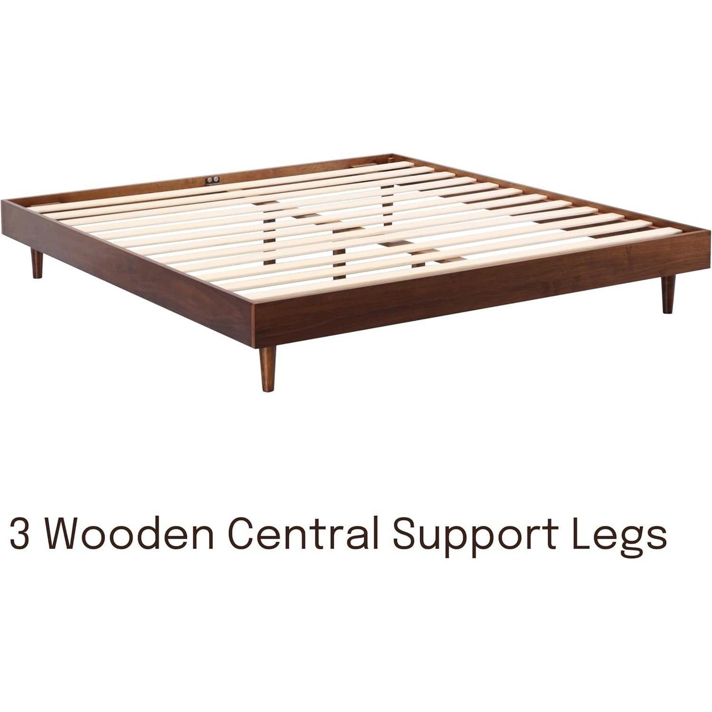 Queen size Mid-Century Modern Platform Bed Frame in Dark Brown Wood Finish LuxuryLifeWay Online Store