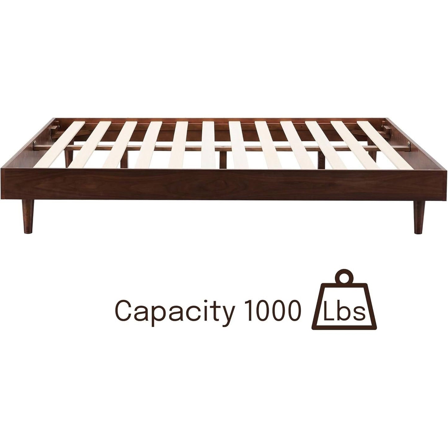 Queen size Mid-Century Modern Platform Bed Frame in Dark Brown Wood Finish LuxuryLifeWay Online Store