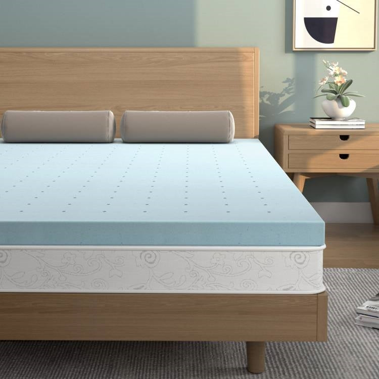 Queen size 4-inch Thick Soft Gel Memory Foam Mattress Topper in Light Blue LuxuryLifeWay Online Store