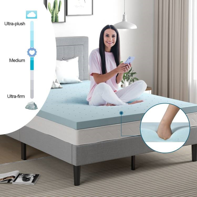 Queen size 4-inch Thick Soft Gel Memory Foam Mattress Topper in Light Blue LuxuryLifeWay Online Store
