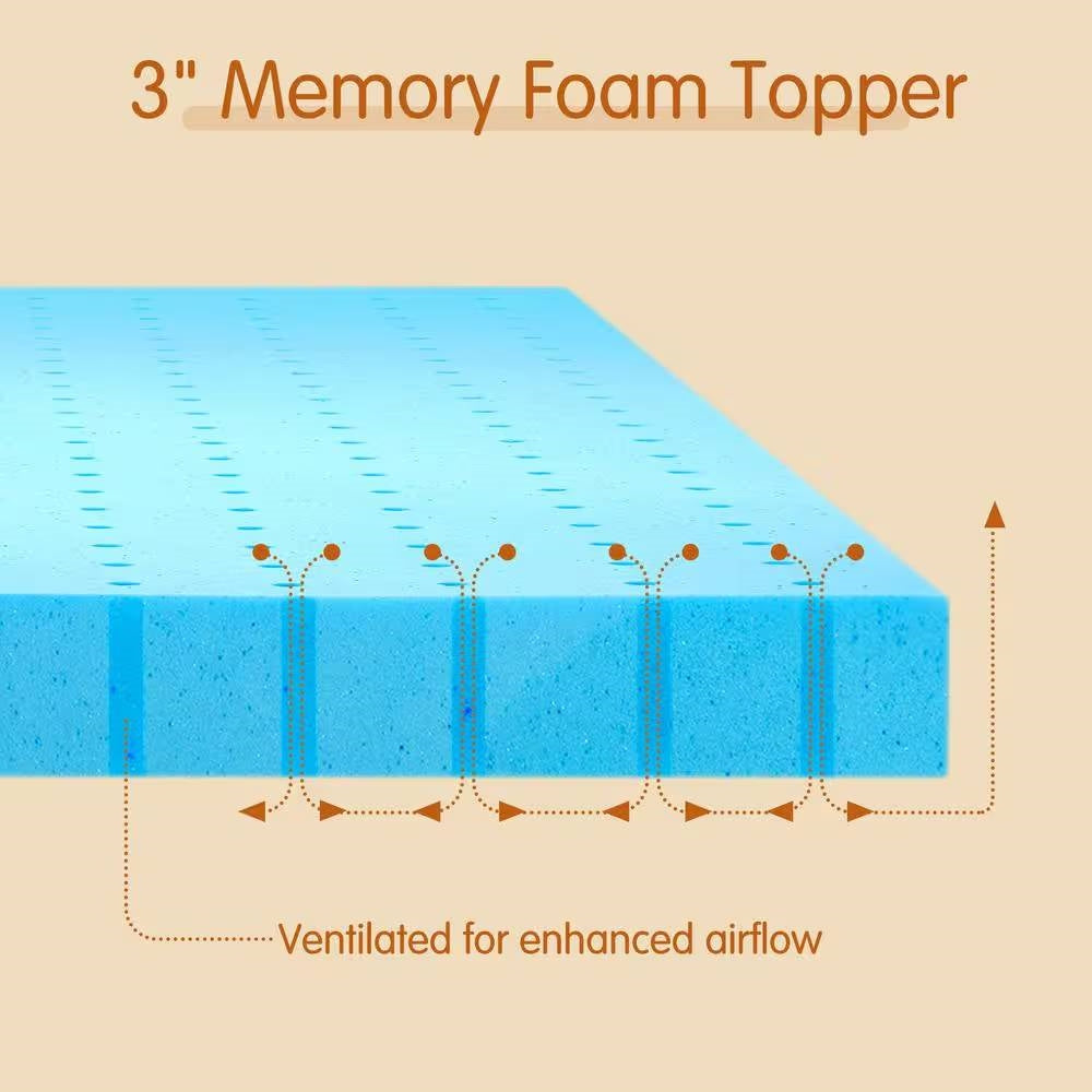 Queen size 3-inch Thick High Density Memory Foam Mattress Topper LuxuryLifeWay Online Store