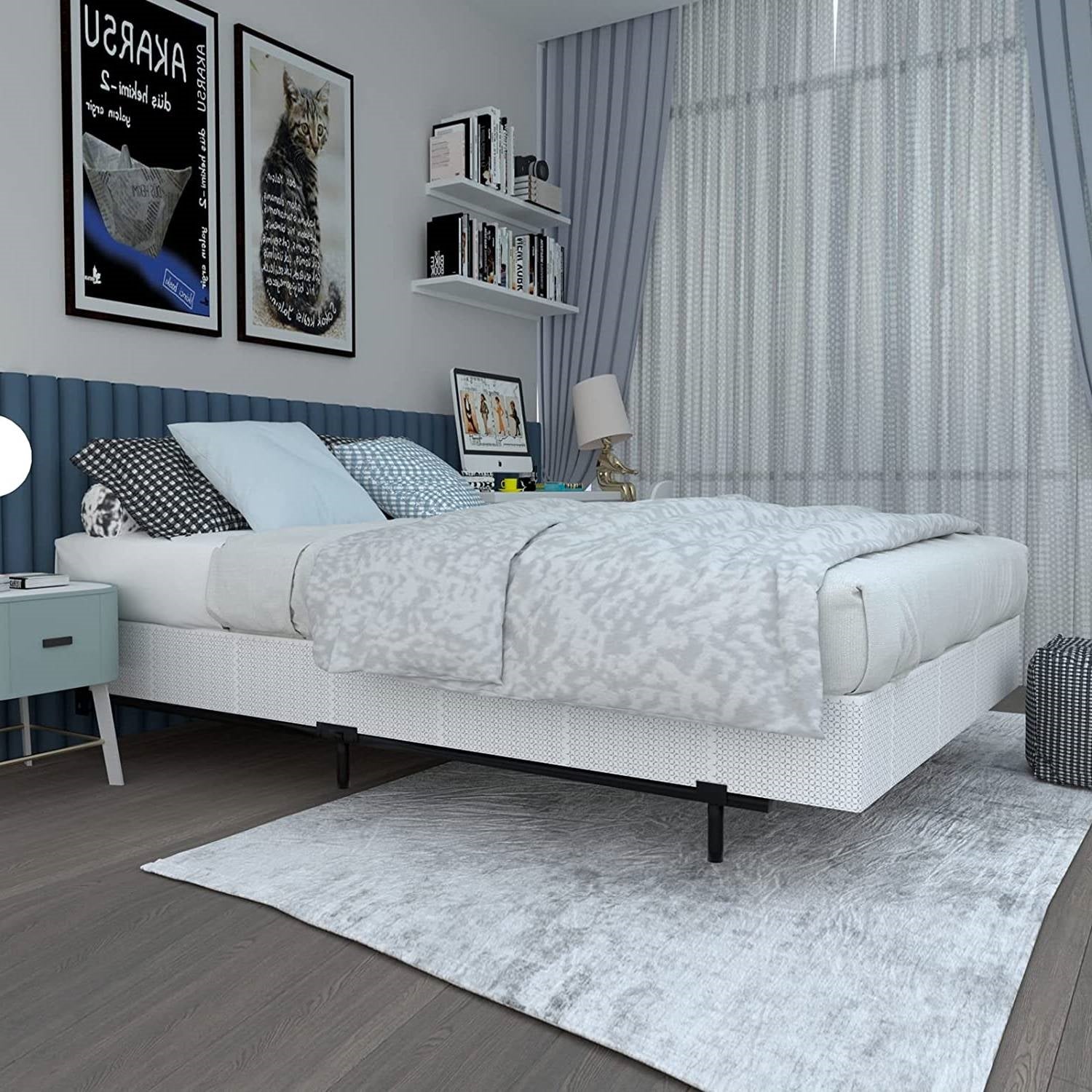 Queen 9-Leg Metal Bed Frame with Headboard Brackets 3,000 lbs. Max Weight Limit LuxuryLifeWay Online Store