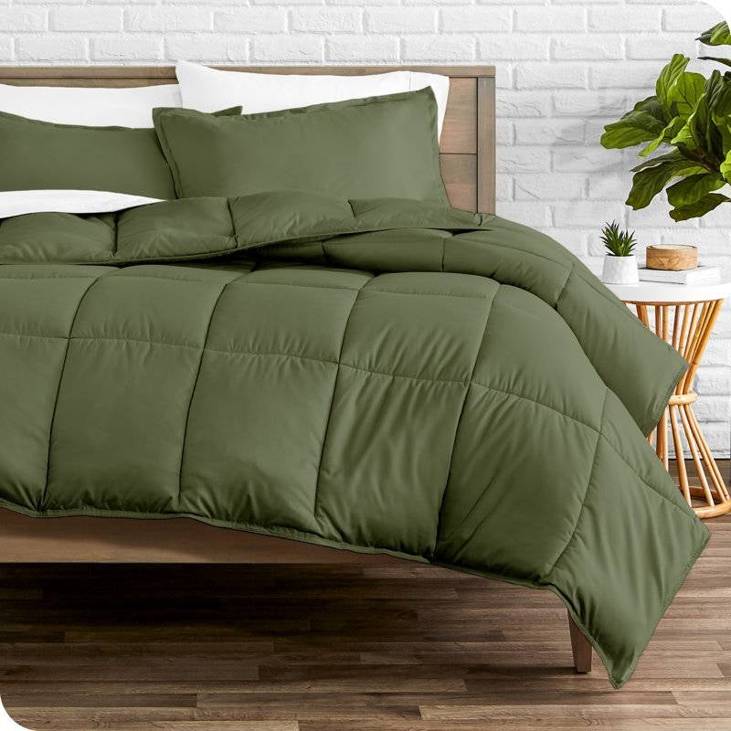 Queen size Hypoallergenic Down Alternative Comforter Set in Olive Green LuxuryLifeWay Online Store