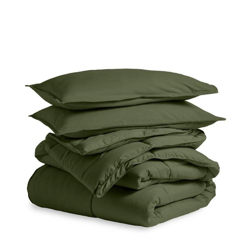 Queen size Hypoallergenic Down Alternative Comforter Set in Olive Green LuxuryLifeWay Online Store