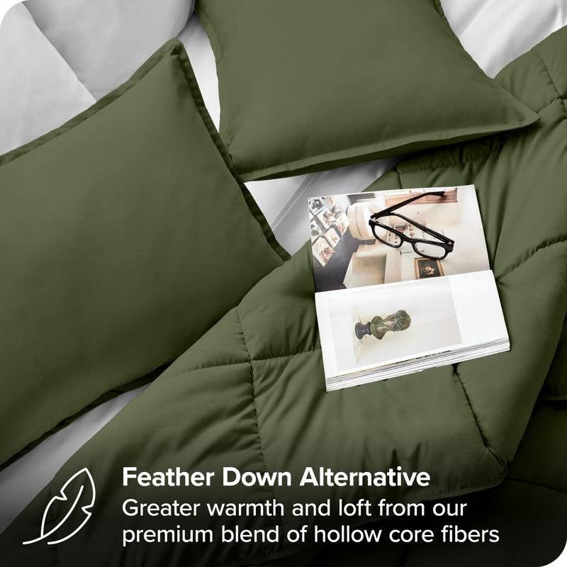 Queen size Hypoallergenic Down Alternative Comforter Set in Olive Green LuxuryLifeWay Online Store