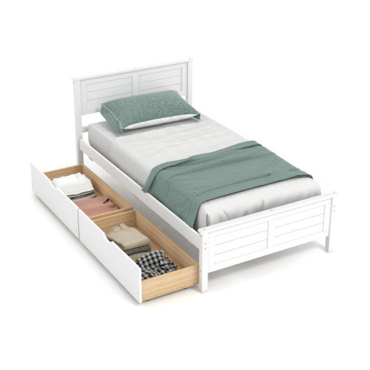 4-Piece Bedroom Furniture Set with Twin Size Bed Frame  Entryway Bench  Vanity Desk and Jewelry Armoire LuxuryLifeWay Online Store