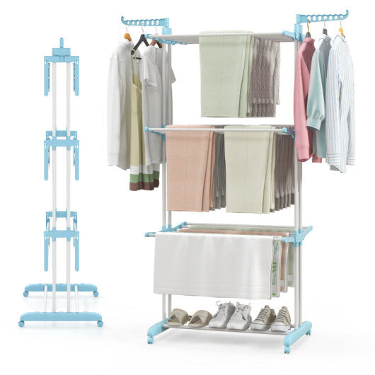4-tier Clothes Drying Rack + Laundry Hamper with Wheels