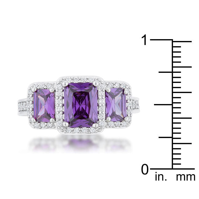 Rita 2.3ct Amethyst CZ Rhodium Classic Trio Ring LuxuryLifeWay Online Store