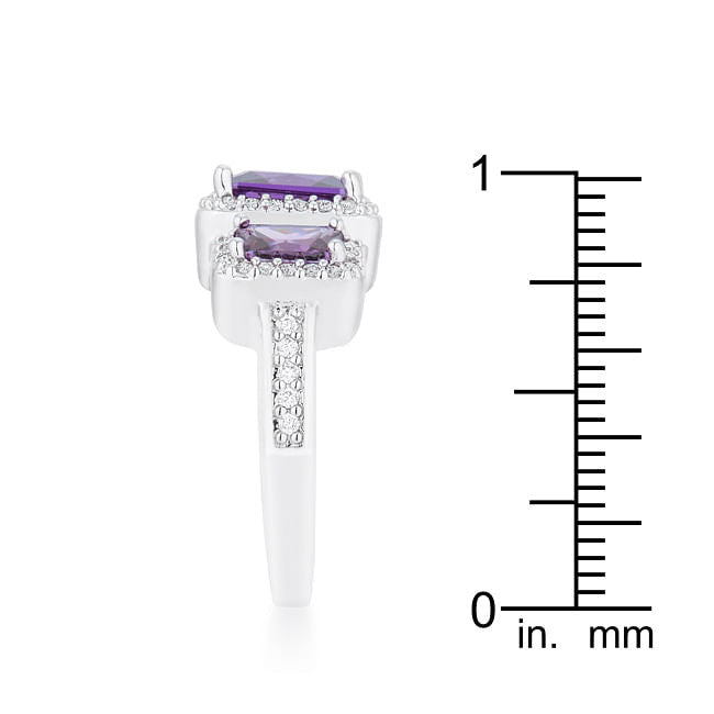 Rita 2.3ct Amethyst CZ Rhodium Classic Trio Ring LuxuryLifeWay Online Store