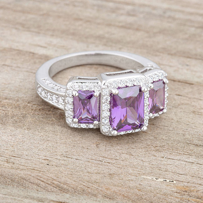 Rita 2.3ct Amethyst CZ Rhodium Classic Trio Ring LuxuryLifeWay Online Store
