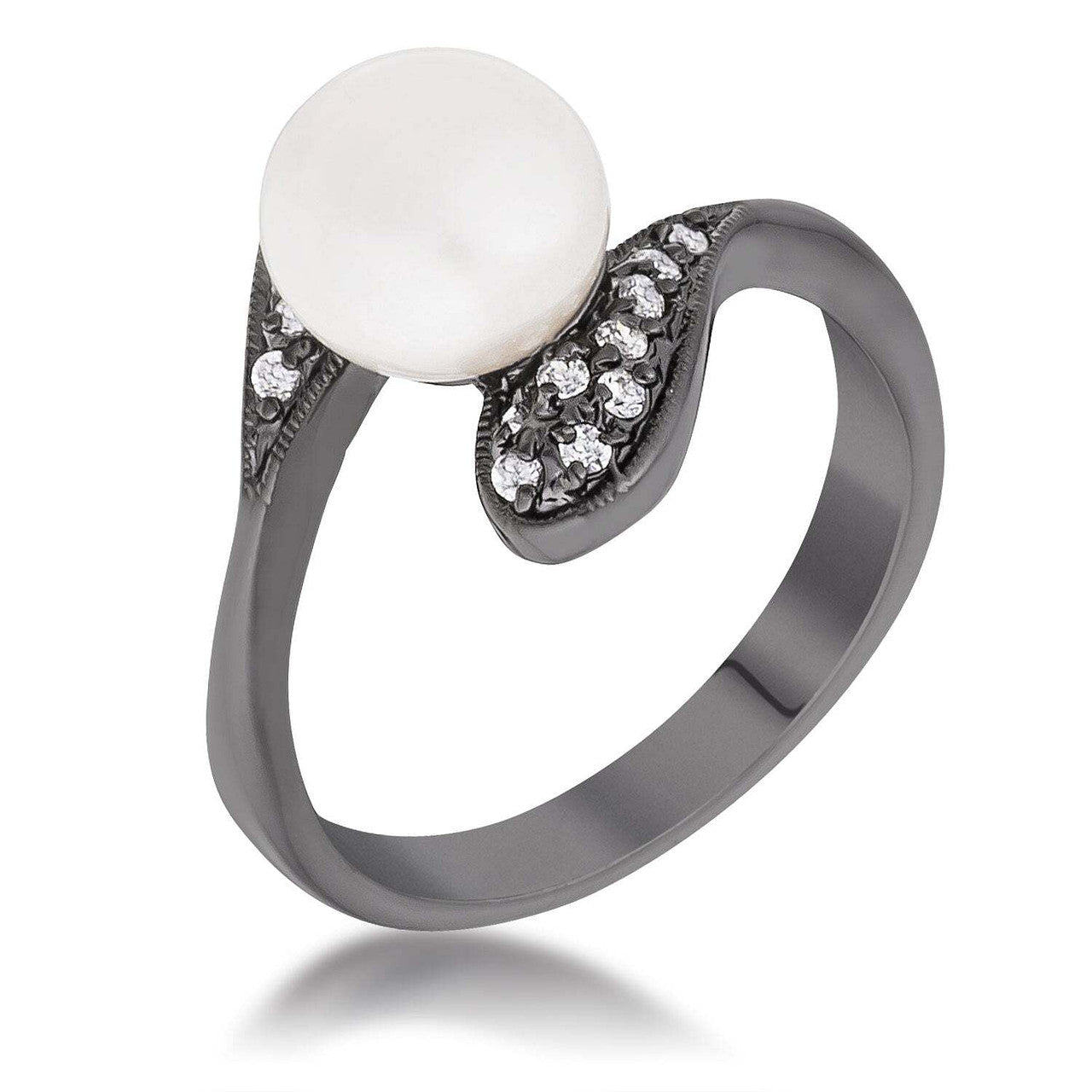 Hematite Pearl Interlocked Double Teardrop Ring LuxuryLifeWay Online Store