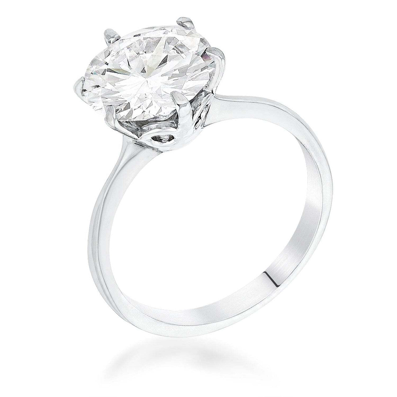 3.5 Carat Single Stone CZ Rhodium Classic Solitaire Ring LuxuryLifeWay Online Store